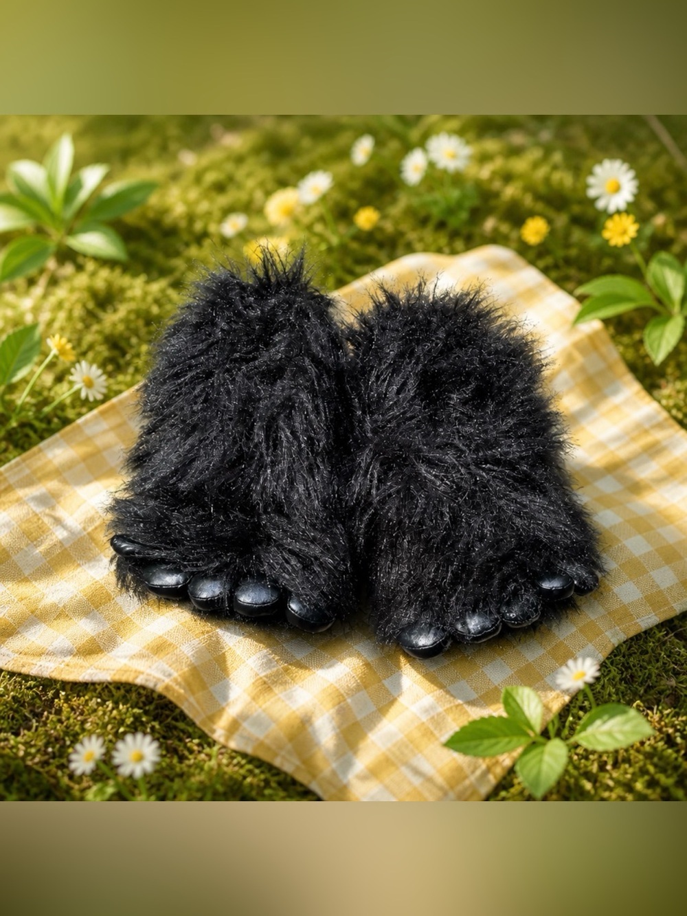 Cozy Black Fuzzy Slipper Bigfoot
